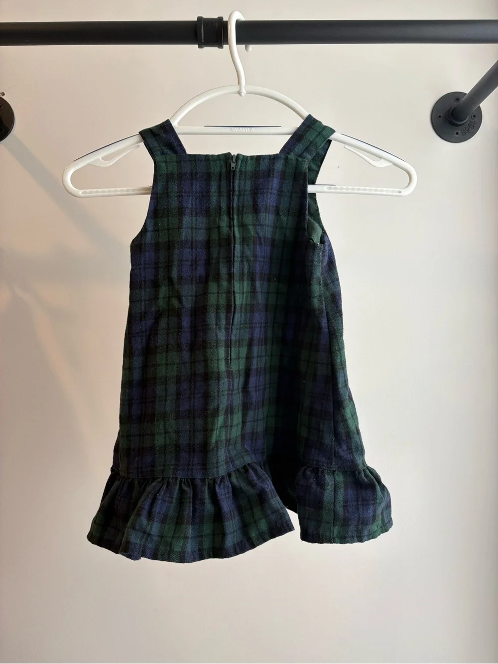 Rare Editions Toddler Girl Tartan Plaid Holiday Dress with Santa & Reindeer